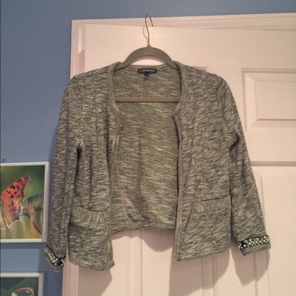 Express Embellished Gray Sweater Size XS - Picture 2 of 4